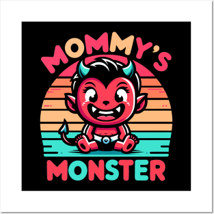 Mommy's Monster | Cute mischief baby boy design | Mama and baby boy bond Posters and Art